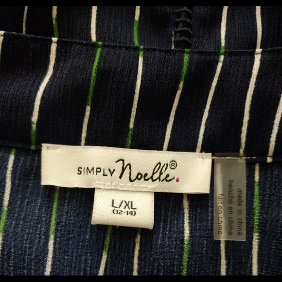 Simply Noelle Blue White Green Stripe Tunic Top /Cover Size L/XL 12-14 - Picture 7 of 9